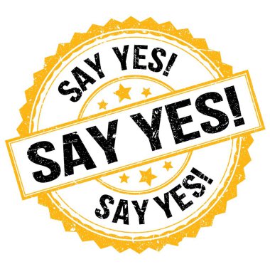 Evet de! Sarı-siyah pul işareti üzerine yazılmış metin