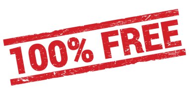 Kırmızı dikdörtgen mühür işareti üzerine yazılmış% 100 özgür metin.
