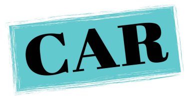 Mavi-siyah dikdörtgen mühür işareti üzerine yazılmış bir araba metni.