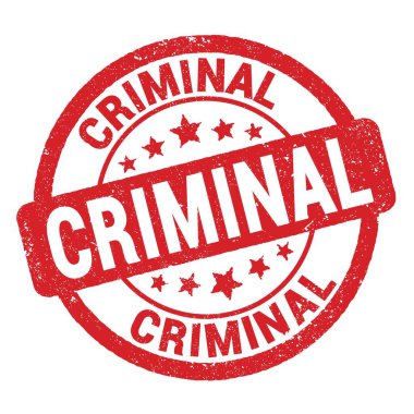 Kırmızı grungy mühür işareti üzerine yazılmış bir suç metni.