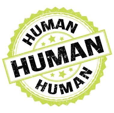 Yeşil-siyah pul işareti üzerine yazılmış İNSAN metni