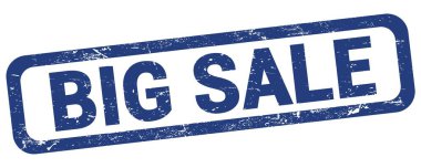 Mavi dikdörtgen damga işareti üzerine yazılmış BIG satışı metni.