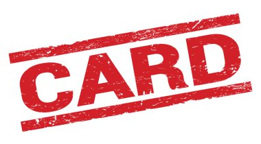 CARD text written on red rectangle stamp sign.