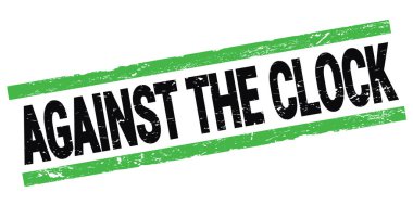 Siyah-yeşil dikdörtgen mühür işareti üzerine yazılmış Saat Metni.