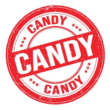 Kırmızı yuvarlak grungy işareti üzerine yazılmış şekerleme metni