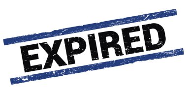Siyah-mavi dikdörtgen mühür işareti üzerine yazılmış ExPIRED metin.