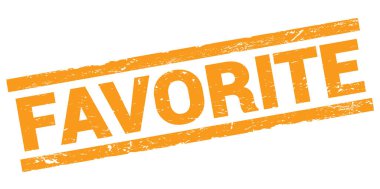 Turuncu dikdörtgen mühür işareti üzerine yazılmış FAVORITE metni.
