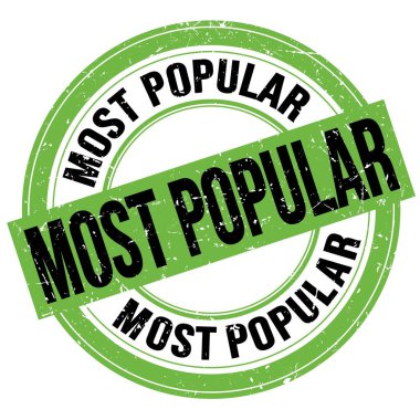 Çoğu POPULAR metni yeşil-siyah yuvarlak grungy mühür işareti üzerine yazılmış