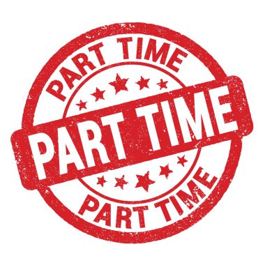 Kırmızı grungy mühür işareti üzerine yazılmış part time metin.