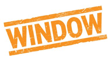 Turuncu dikdörtgen damga işareti üzerine yazılmış Window metni.