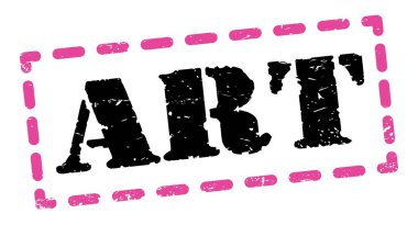 Pembe-siyah çizgi işareti üzerine yazılmış sanat metni.