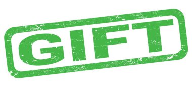 Yeşil dikdörtgen damga işareti üzerine yazılmış GIFT metni.
