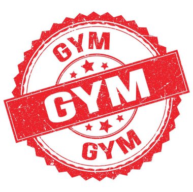 Kırmızı yuvarlak pul işareti üzerine yazılmış GYM metni