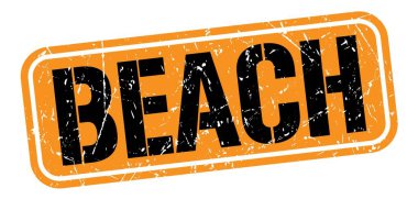 Turuncu-siyah grungy işareti üzerine yazılmış BEACH metni.
