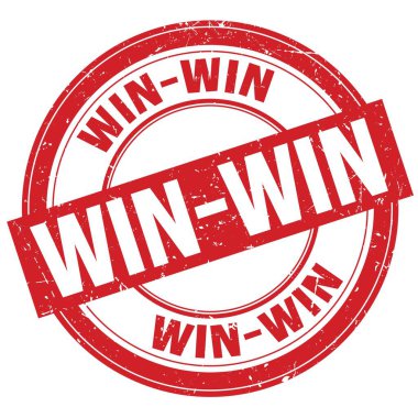 Kırmızı yuvarlak grungy işareti üzerine yazılmış WIN-WIN metni