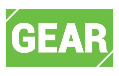 Yeşil dikdörtgen damga işareti üzerine yazılmış GEAR metni.