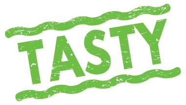 TASTY text written on green lines stamp sign.