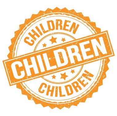 CHILDREN text written on orange round stamp sign