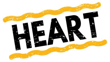 HEART text written on yellow-black lines stamp sign.