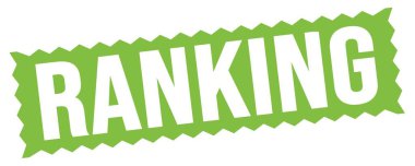 RANKING text written on green zig-zag stamp sign.