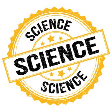 Bilimsel metin sarı-siyah yuvarlak mühür işareti üzerine yazılmış