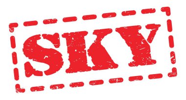 SKY text written on red dash stamp sign.