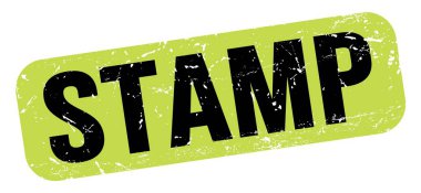 STAMP text written on green-black grungy stamp sign.