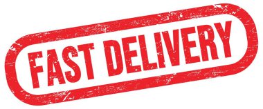 FAST DELIVERY, text on red rectangle stamp sign.