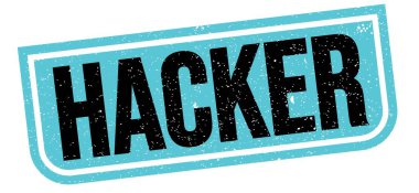 HACKER metin mavi-siyah grungy işareti üzerine yazılmış.