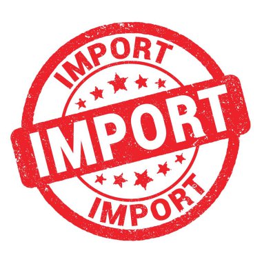Kırmızı grungy işareti üzerine yazılmış İMPORT metni.