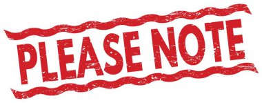 PLEASE NOTE text written on red lines stamp sign.