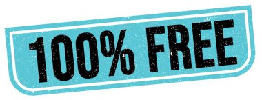 % 100 özgür metin mavi-siyah grungy işareti üzerine yazılmış.