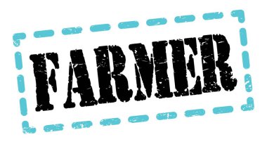 FARMER text written on blue-black dash stamp sign.