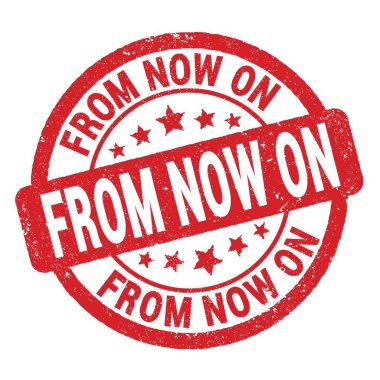 Şu andan itibaren kırmızı grungy damga işareti üzerine yazılmış metin.