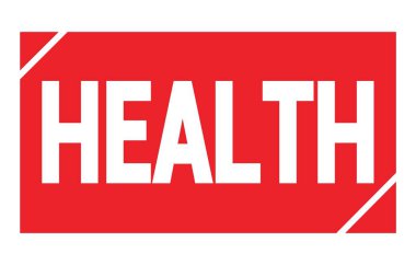HEALTH text written on red rectangle stamp sign.