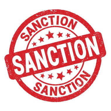 Kırmızı grungy işareti üzerine yazılmış SANCTION metni.