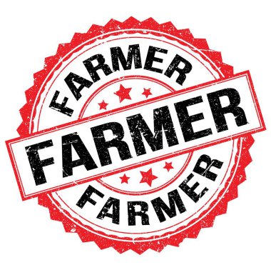 FARMER text written on red-black round stamp sign