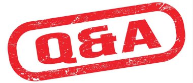 Q&A, text written on red rectangle stamp sign.