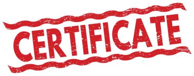 CERTIFICATE text written on red lines stamp sign.