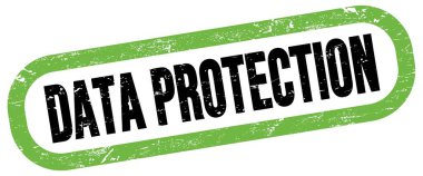 DATA PROTECTION, text on green-black rectangle stamp sign.