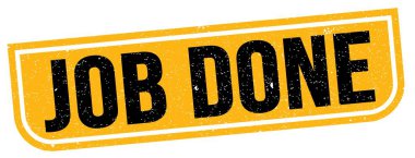 İş bitirme metni sarı-siyah grungy işareti üzerine yazılmış.