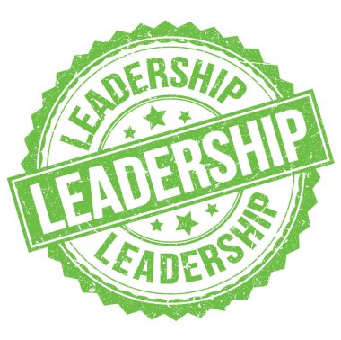 LEADERSHIP text written on green round stamp sign