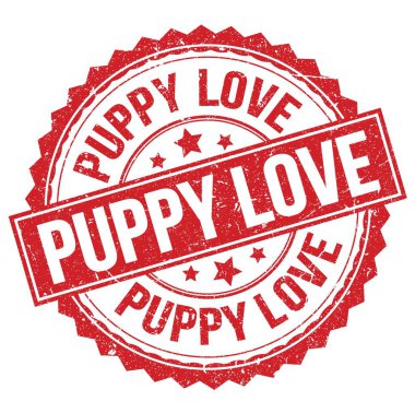 PUPPY LOVE text written on red round stamp sign