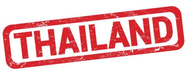 THAILAND text written on red rectangle stamp sign.