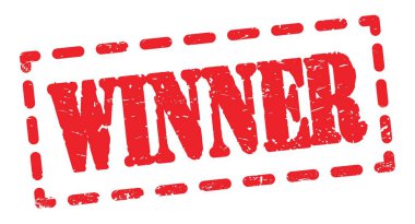 WINNER text written on red dash stamp sign.