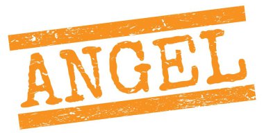 ANGEL text written on orange grungy lines stamp sign.