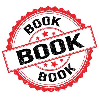BOOK text written on red-black round stamp sign