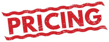 PRICING text written on red lines stamp sign.