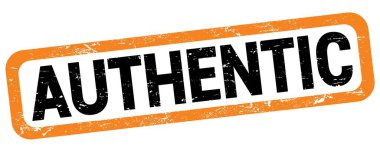 AUTHENTIC text written on orange-black rectangle stamp sign.
