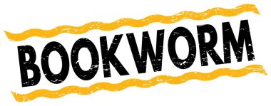 Sarı-siyah çizgi işareti üzerine yazılmış BOOKworM metni.